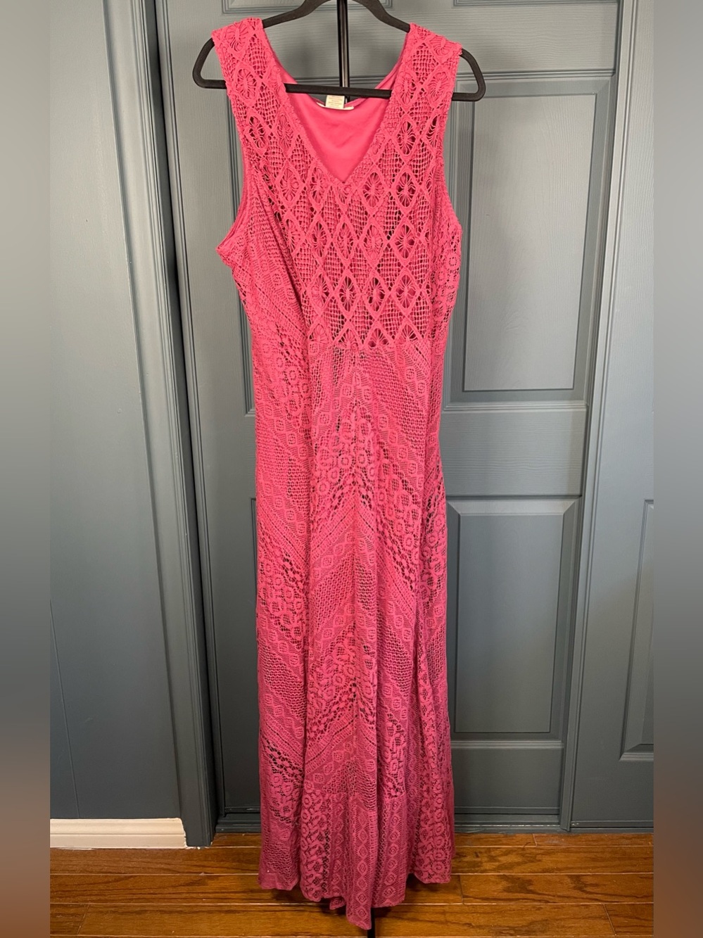 Indigo Thread Co. Pink Crochet Lace Maxi Dress Plus Size 3X Boho Whimsigoth